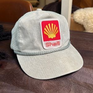Vintage Shell Gas Patch Corduroy Snapback Trucker Hat